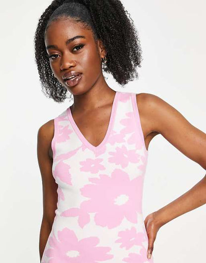 Urban Revivo Knitted Midi Dress Pink
