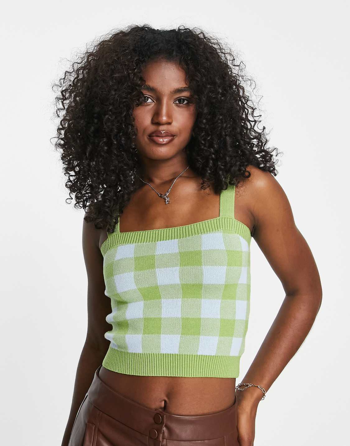 Urban Revivo checked knitted vest in blue