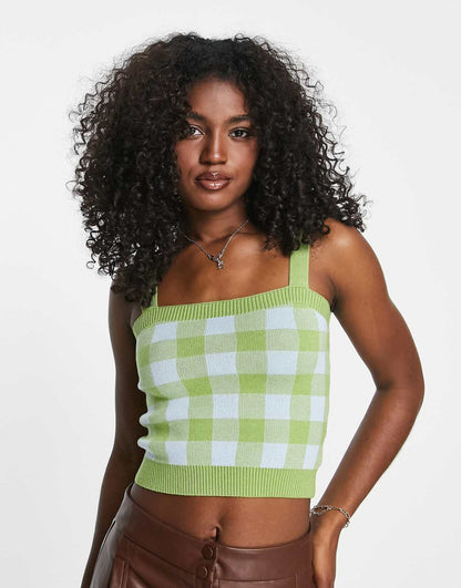 Urban Revivo checked knitted vest in blue