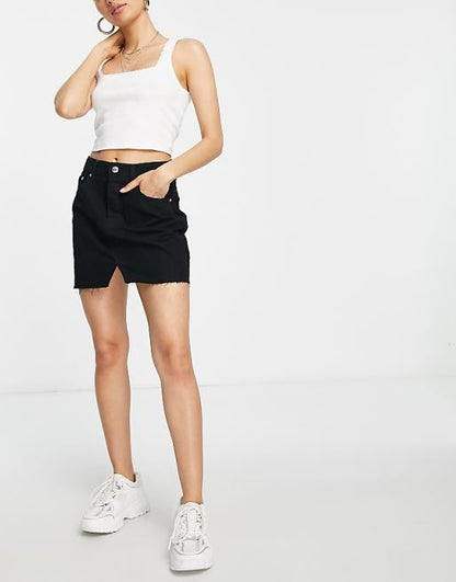 Petite denim 'original' mini skirt in black