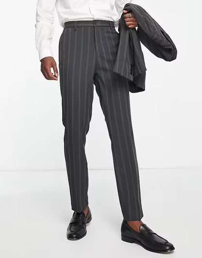 Bando Suit In Grey Pinstripe