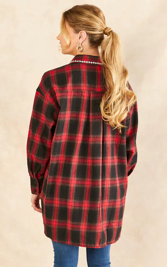 Red Check Gem Collar Shirt