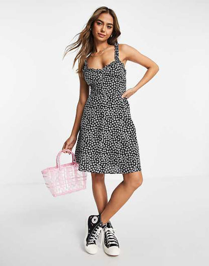 Cami Dress in Black Floral Print