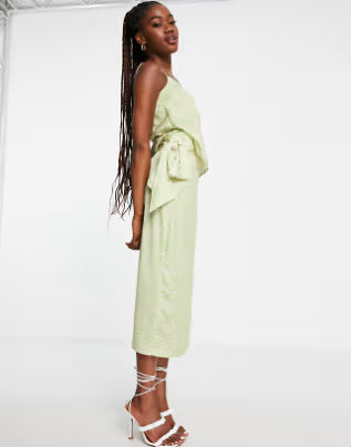 Satin Wrap Midi Skirt Co-ord In Bright Leopard Print