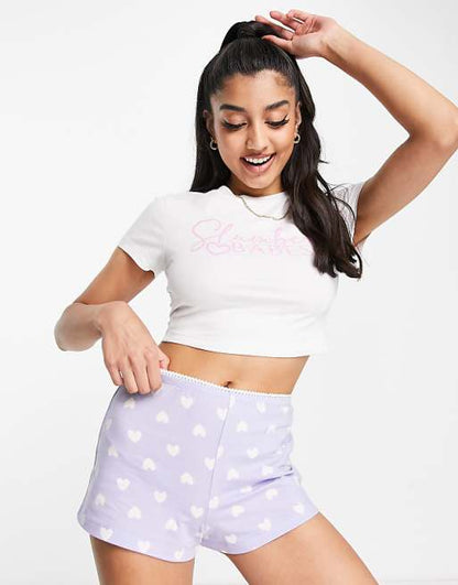 Miss Selfridge top and short pyjama set in multi