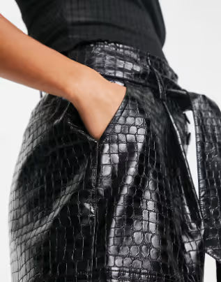Miss Selfridge Petite Croc Belted Short