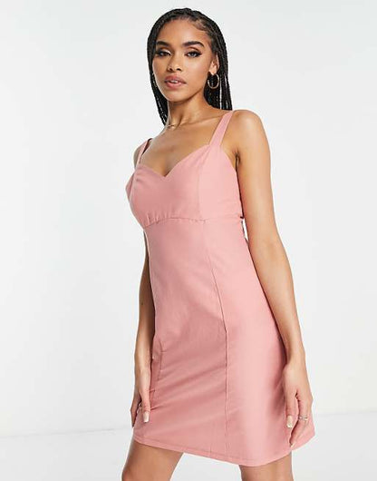 Mini Cami Dress With Bow Back in Baby Pink