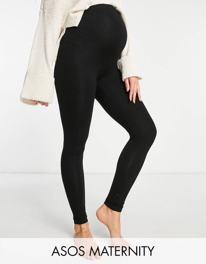 Maternity 2 Pack Over the Bump Leggings in Black