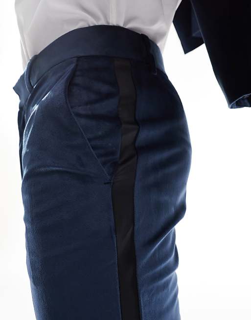 ASOS DESIGN slim tuxedo suit trousers in navy