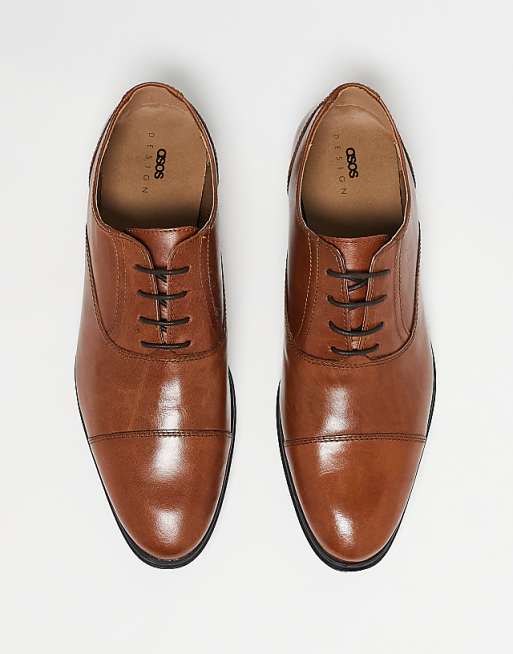 Oxford Shoes in Tan Leather with Toe Cap