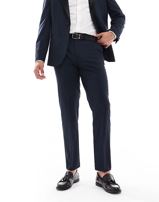 ASOS DESIGN slim tuxedo suit trousers in navy