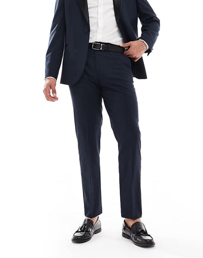 ASOS DESIGN slim tuxedo suit trousers in navy