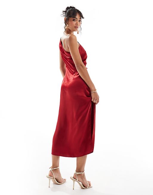Pretty Lavish Amelia Ruched Midaxi Dress - Red