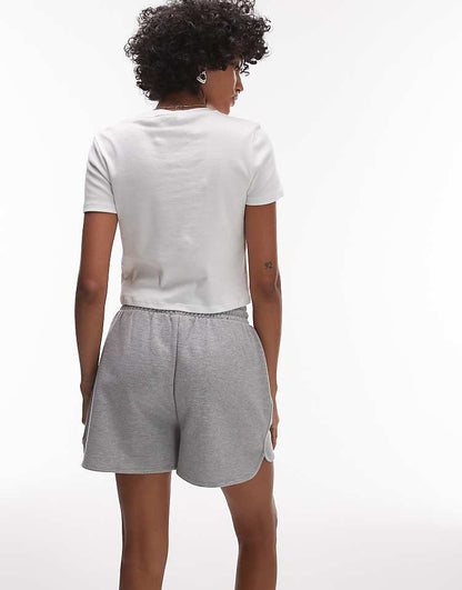Sweat Short With Pintuck In Organic Cotton In Grey