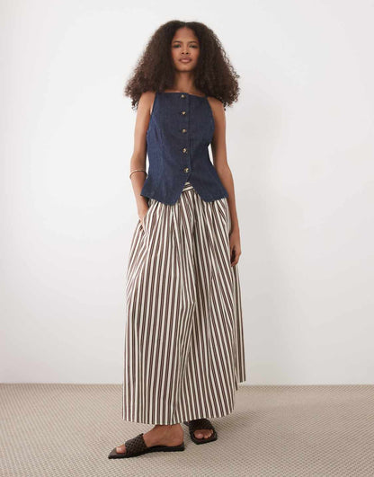 Indigo Wash Square Neck Waistcoat Blue