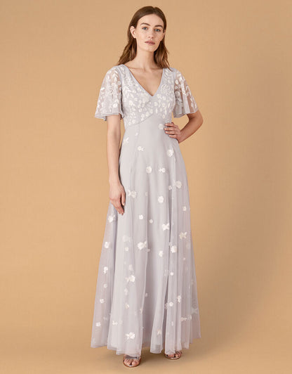 Kaitlyn Embroidered Maxi Dress Blue