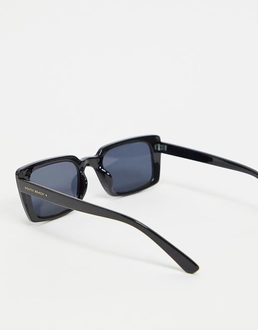 Oversized Rectangle Frame Sunglasses in Black