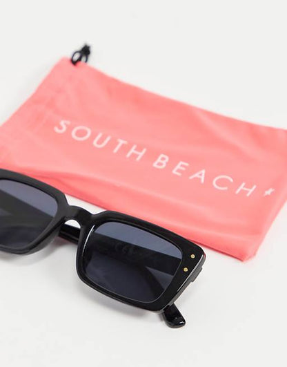 Oversized Rectangle Frame Sunglasses in Black