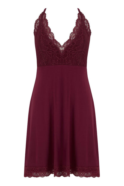 Sofa Loves Lace Removable Cup Jersey Chemise - Berry