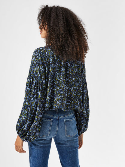 Navy Floral Blouse