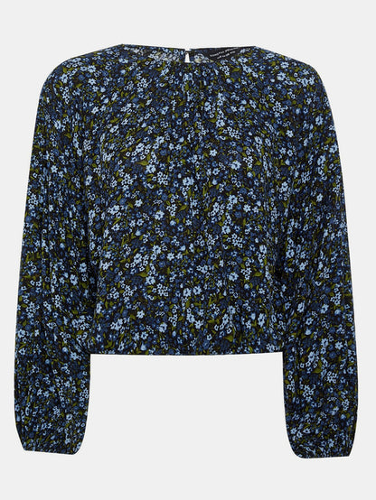 Navy Floral Blouse