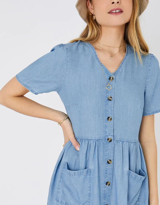 Chambray Mini Dress Blue