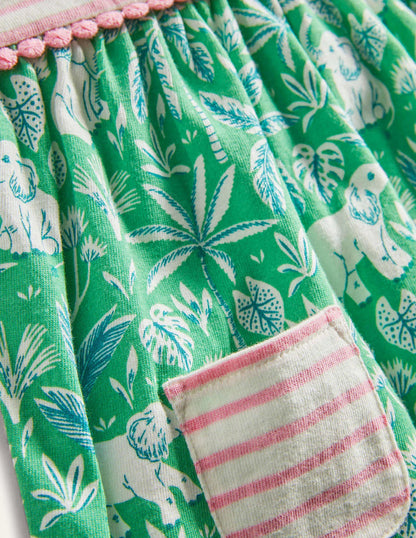 Aloe Green Elephant Palm Sleeveless Jersey Dress