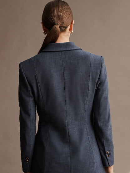 Blue Denim Look Asymmetric Blazer