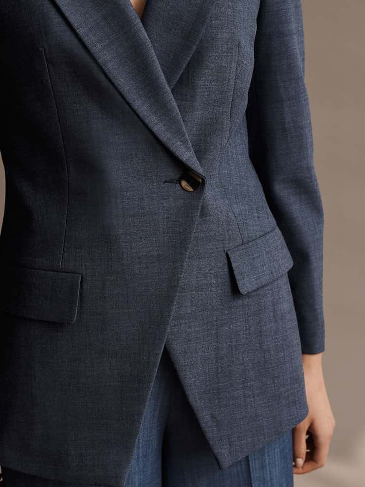 Blue Denim Look Asymmetric Blazer