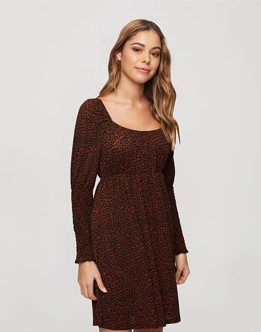 Ditsy Print Fit And Flare Mini Dress in Red