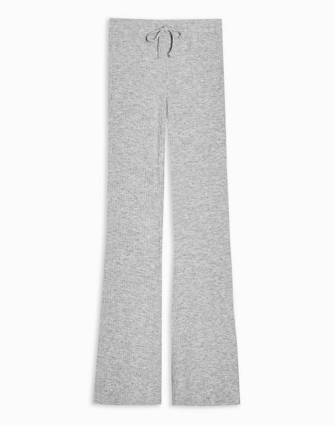 Grey Ribbed Flare Trouser