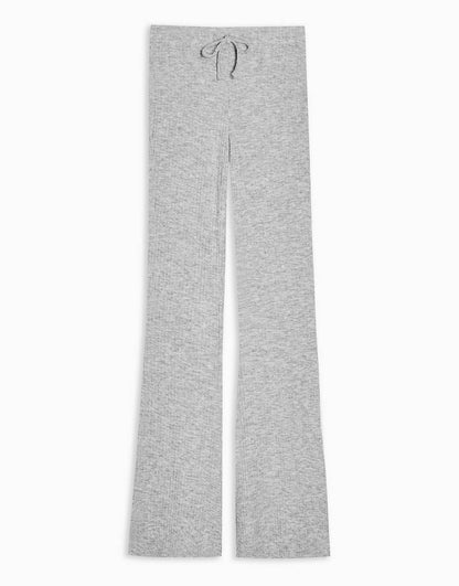 Grey Ribbed Flare Trouser