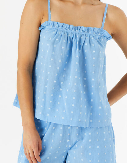 Dobby Print Vest Set Blue