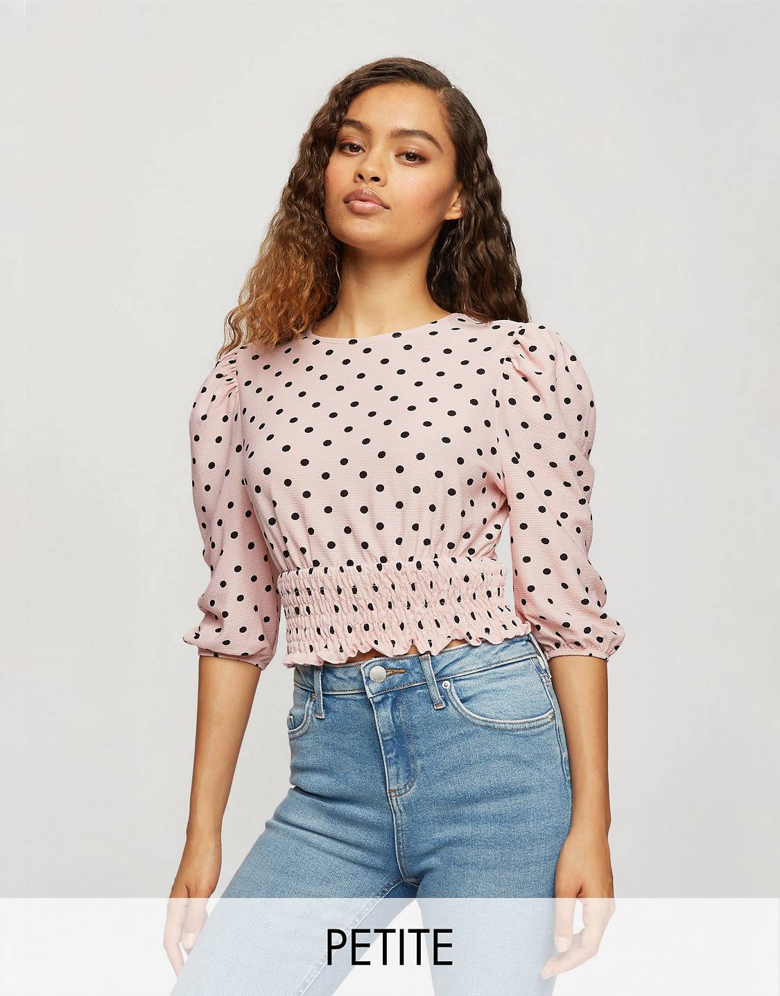 Pink Polka Dot Crop Blouse