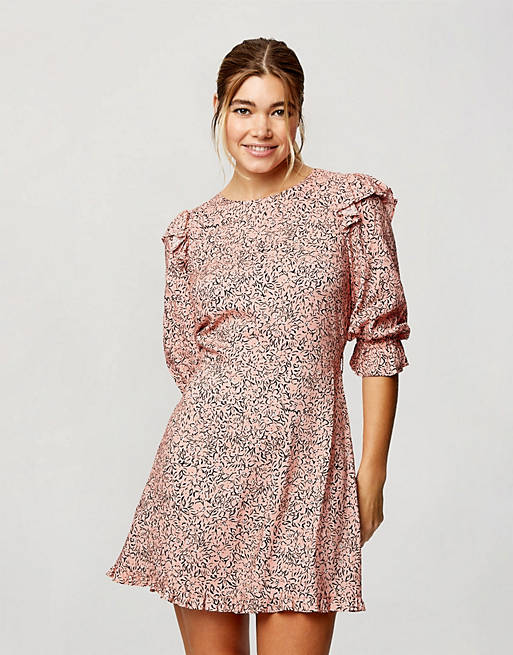 Long Sleeve Tea Dress Pink