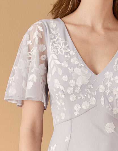 Kaitlyn Embroidered Maxi Dress Blue