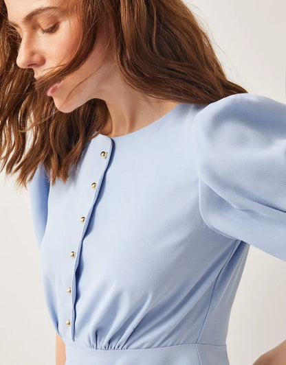 Scallop Trim Midi Dress Blue