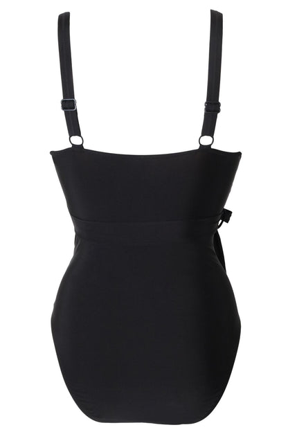 Samoa Wrap Over Control Swimsuit - Black