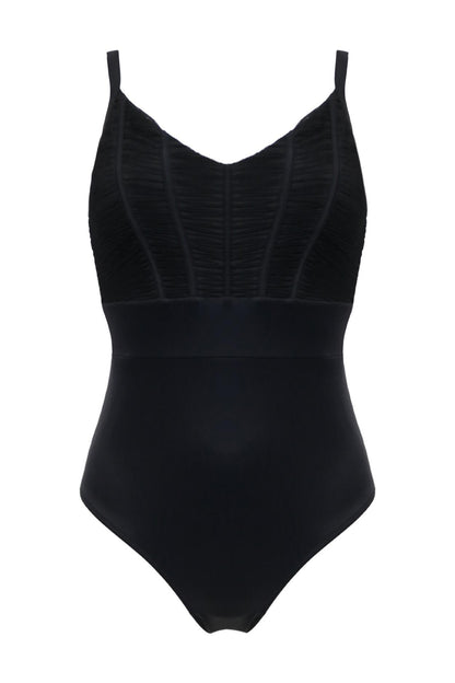 Ruched Pleated Control Swimsuit - Black