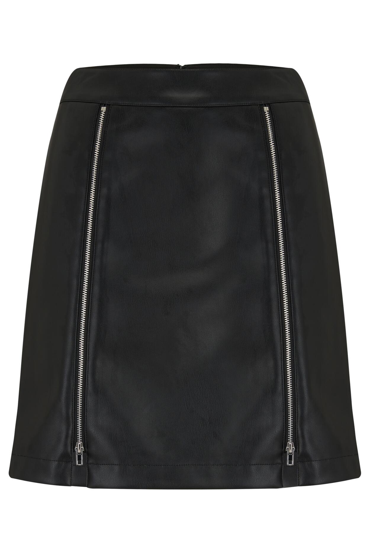 Ella Faux Leather Zip Front Mini Skirt - Black