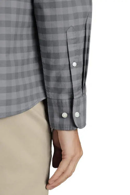 Gingham Button Down Washed Oxford - Flint Grey