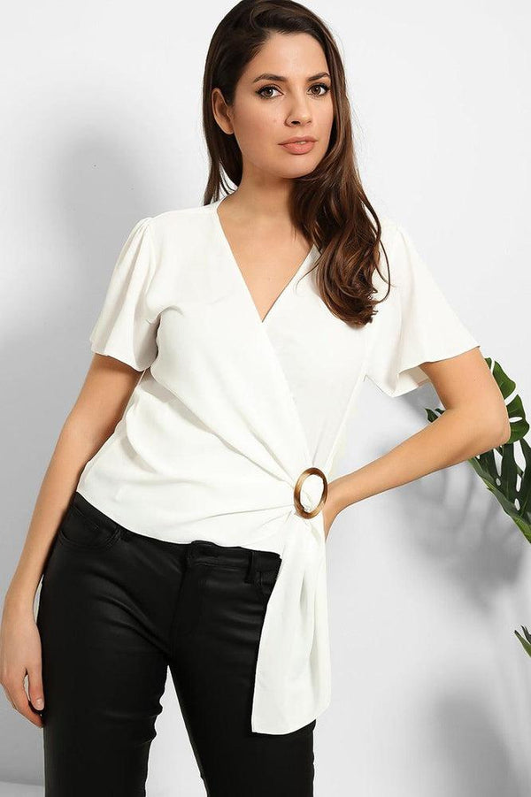 Side Wrap Blouse Cream