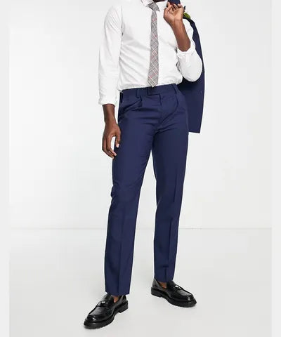 Noak Slim Suit Trousers in Navy