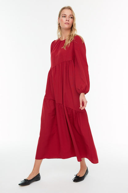 Claret Red Maxi Woven Dress