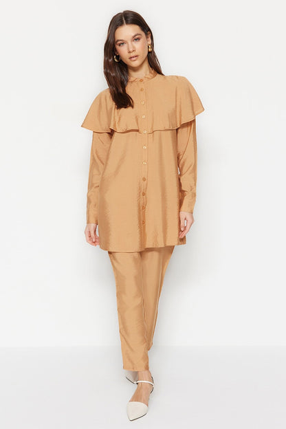 Camel 2 Piece Longsleeve Shirt And Trouser Set