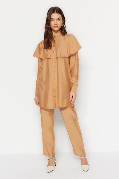 Camel 2 Piece Longsleeve Shirt And Trouser Set