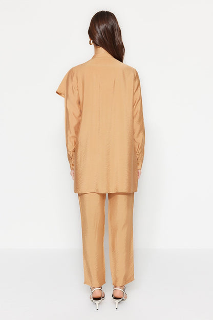 Camel 2 Piece Longsleeve Shirt And Trouser Set