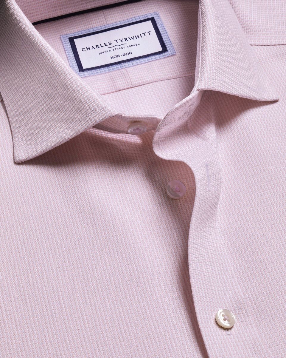 Cutaway Collar Non-Iron Stretch Burlington Weave Slim Fit Shirt - Pink