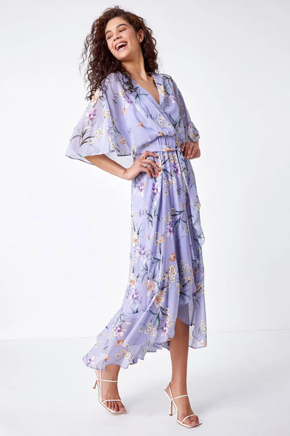 Lilac Chiffon Wrap Maxi Dress