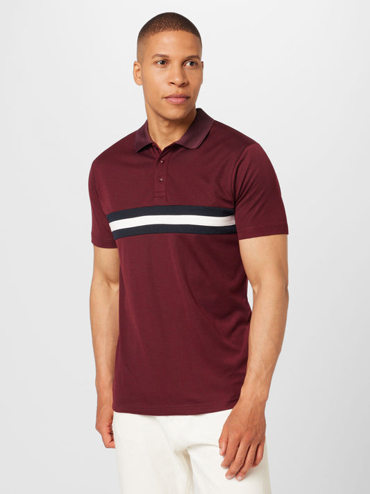 Burgundy Colour Block Placket Polo